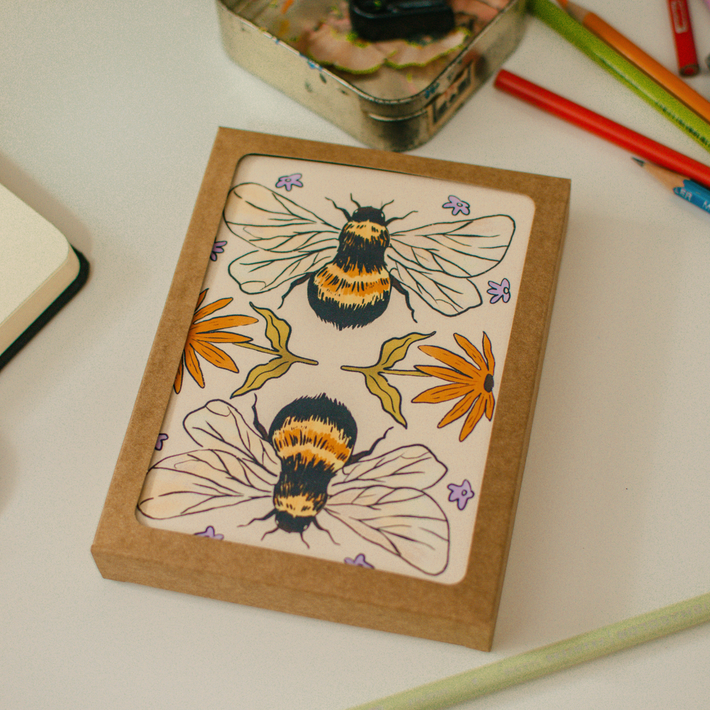 Bumblebee Card Set of 6 | Bee Illustration Greeting Card Pack