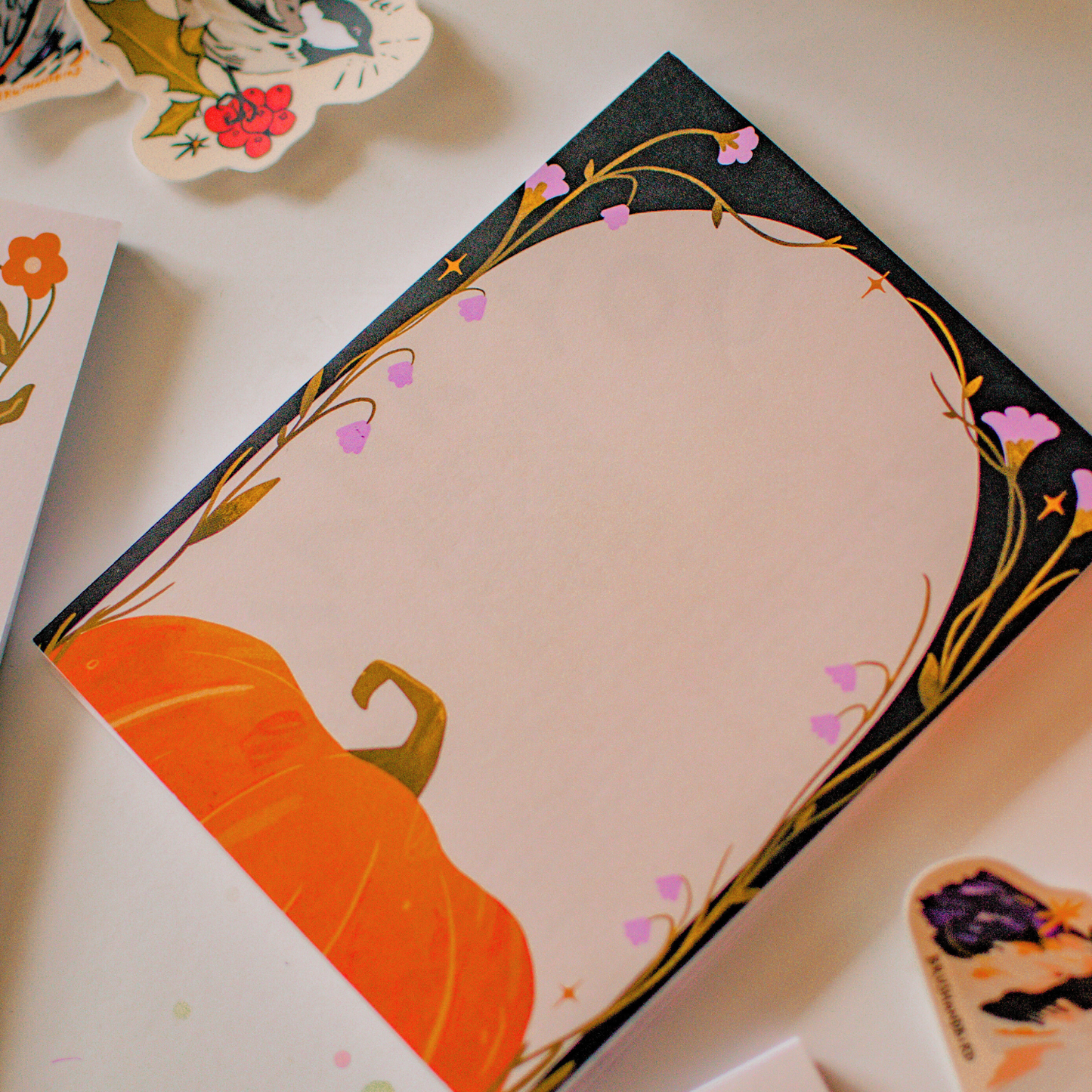 Pumpkin Notepad | 50 Pages | Autumn Floral Halloween Stationery