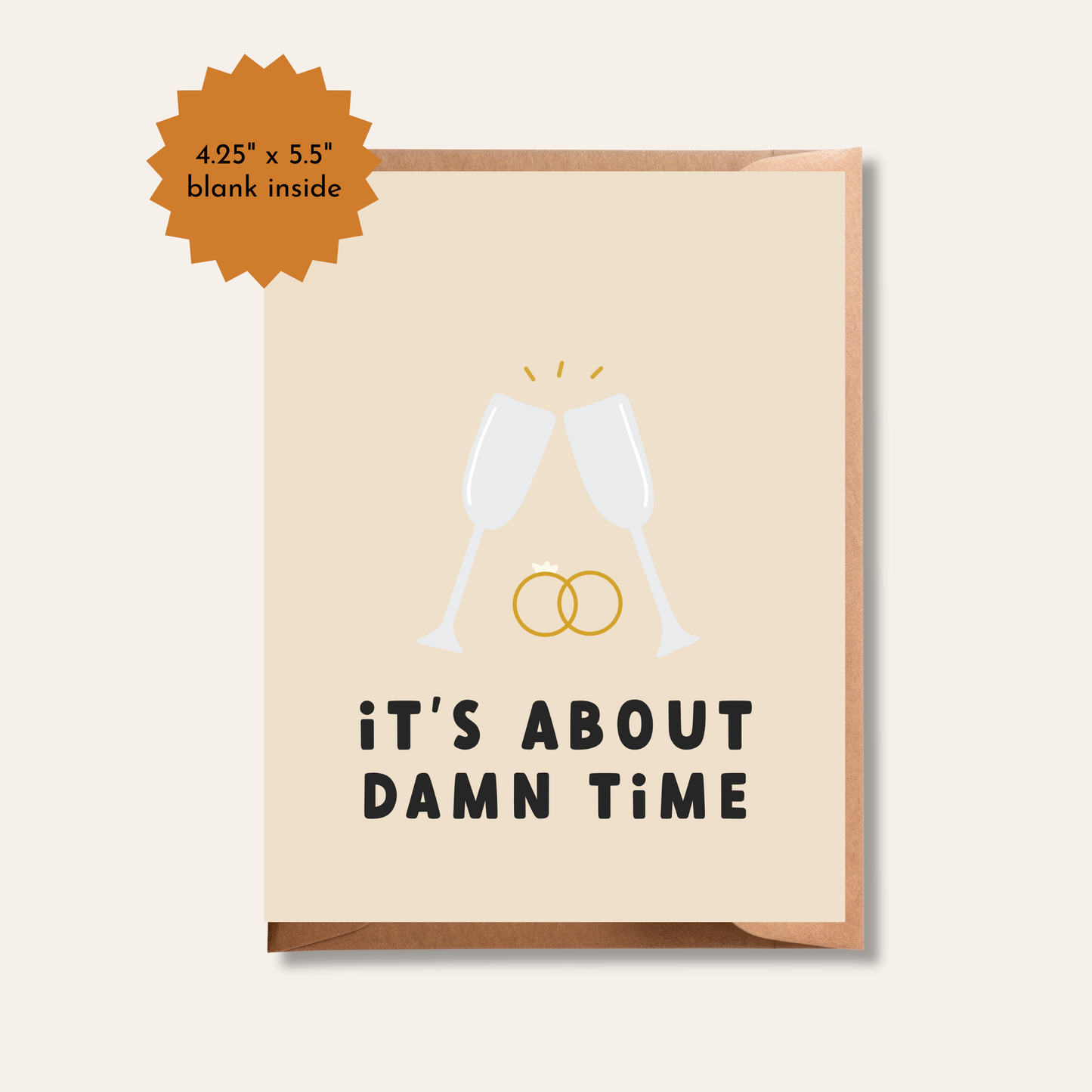 It's About Damn Time | Newlywed or Wedding Greeting Card