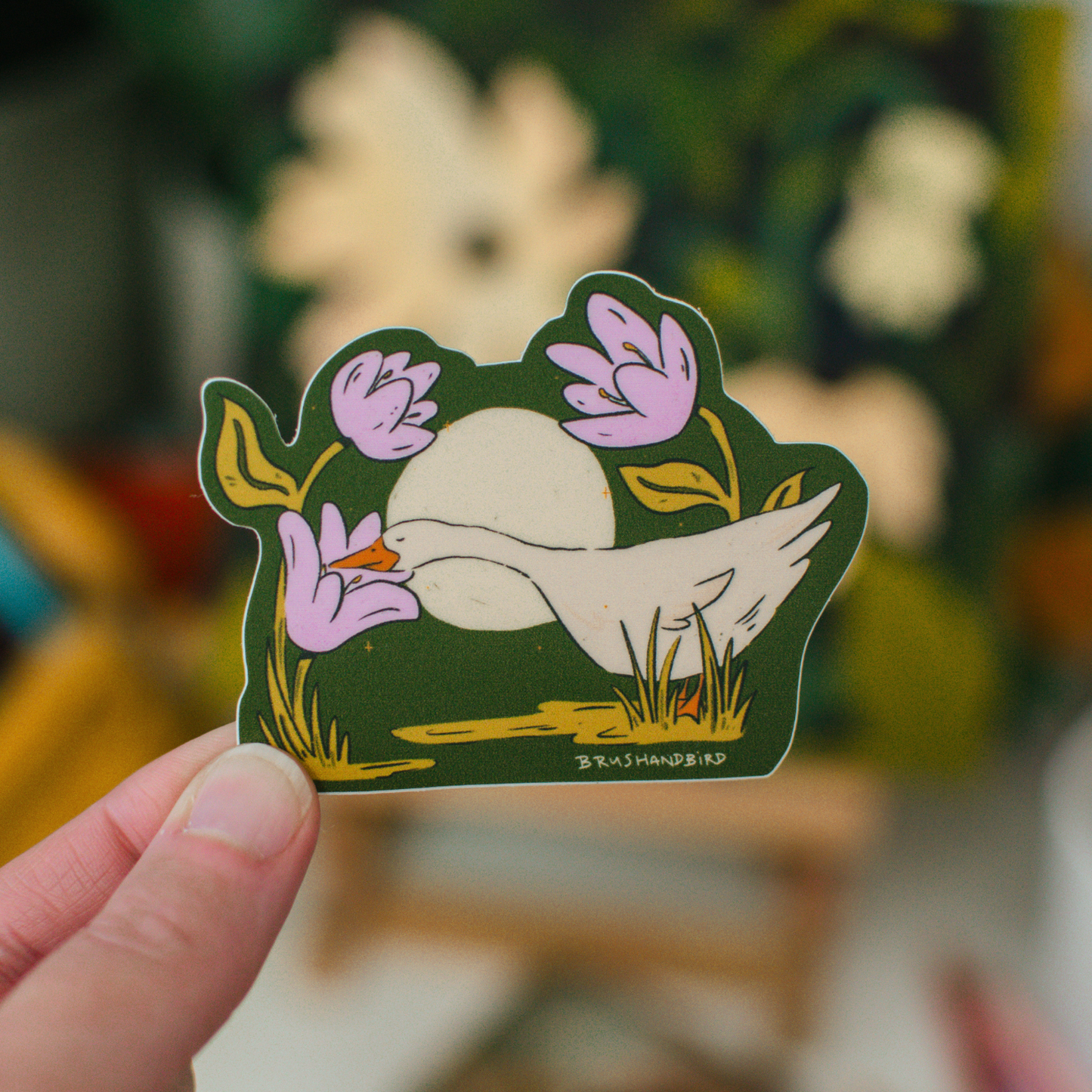 Goose Sticker | Night Stroll in the Flower Garden Vinyl Die Cut Sticker