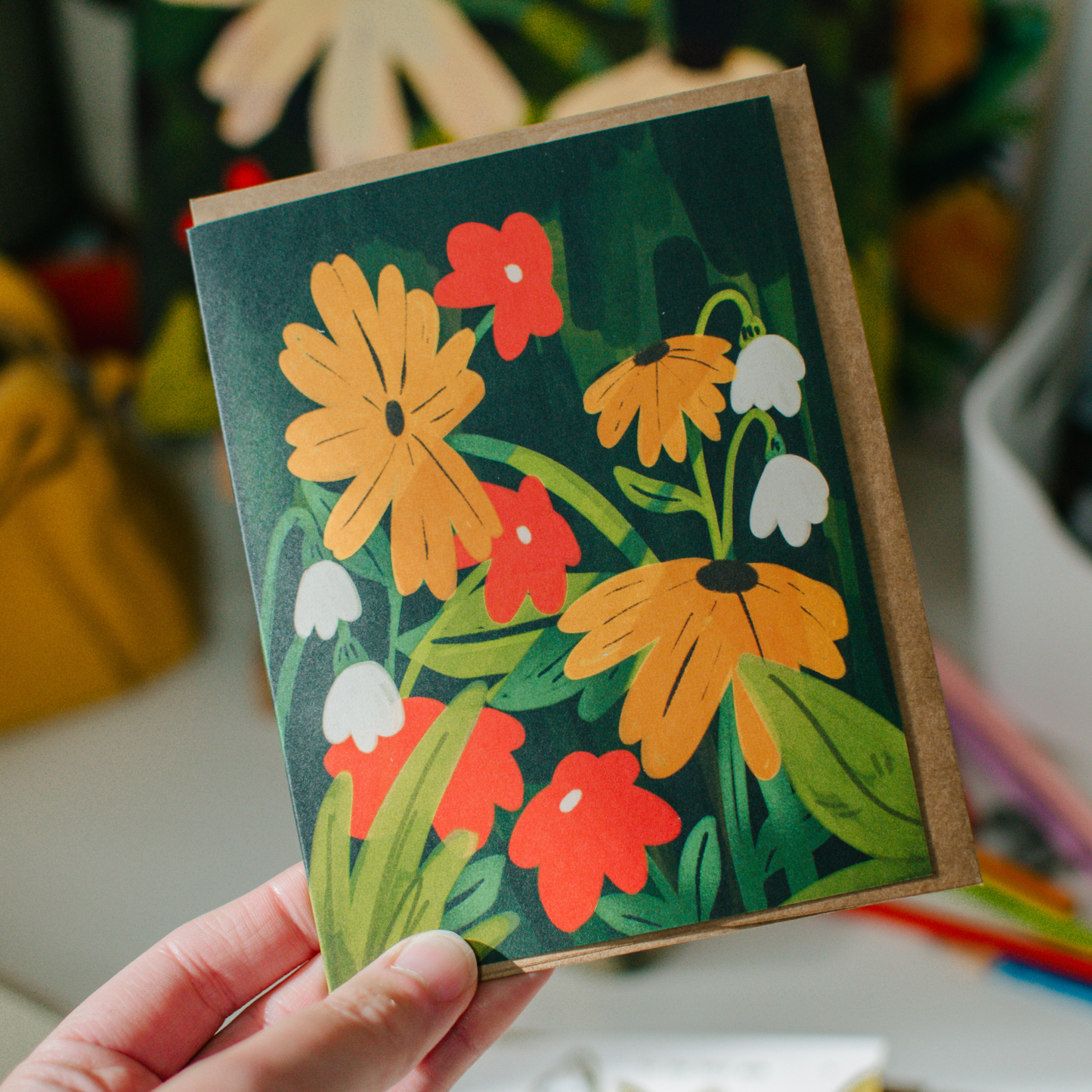Flower Garden Card | Floral Painting Blank Greeting Card