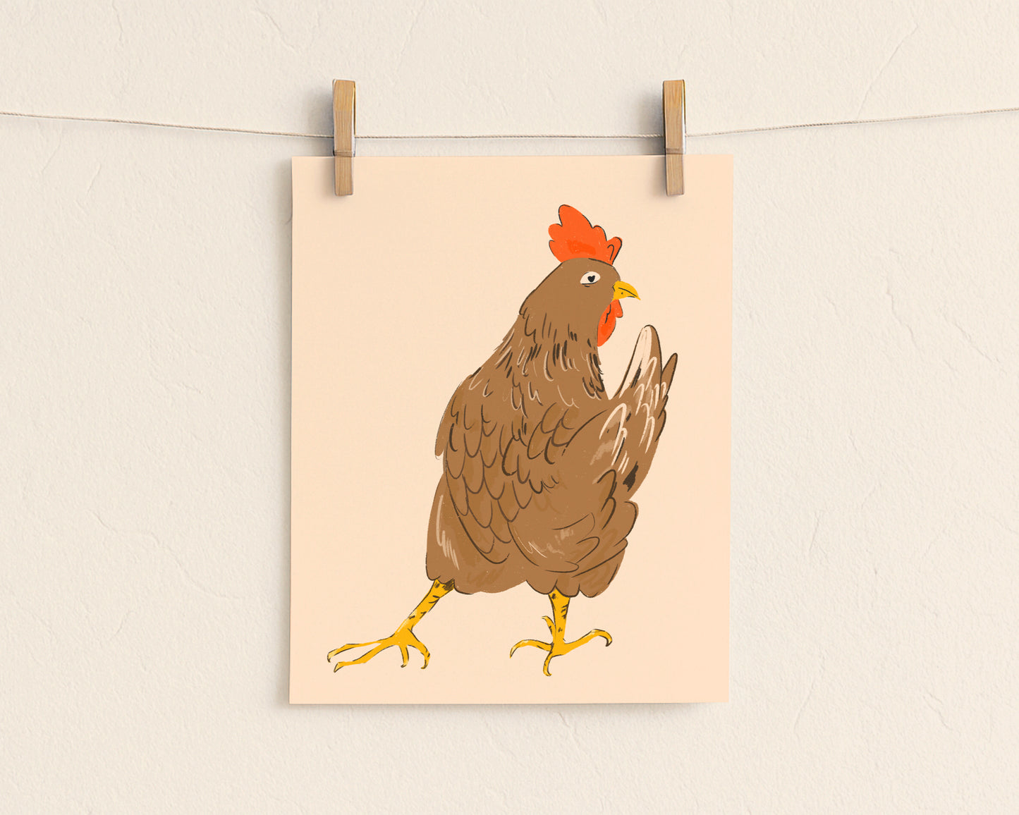 Spring Chicken Art Print | 8"x10" Farm Animal Illustration
