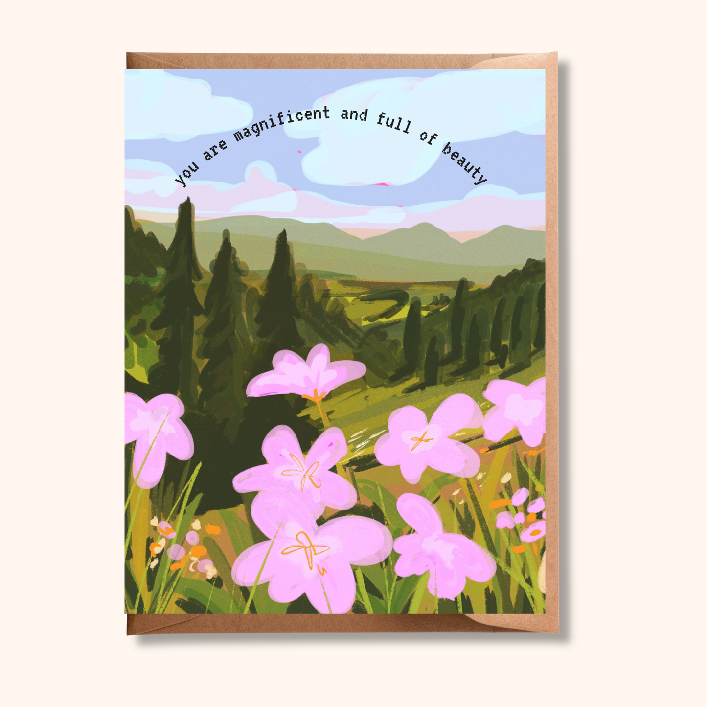 Mountain Meadow Landscape Card | Magnificent Celebration Greeting Card