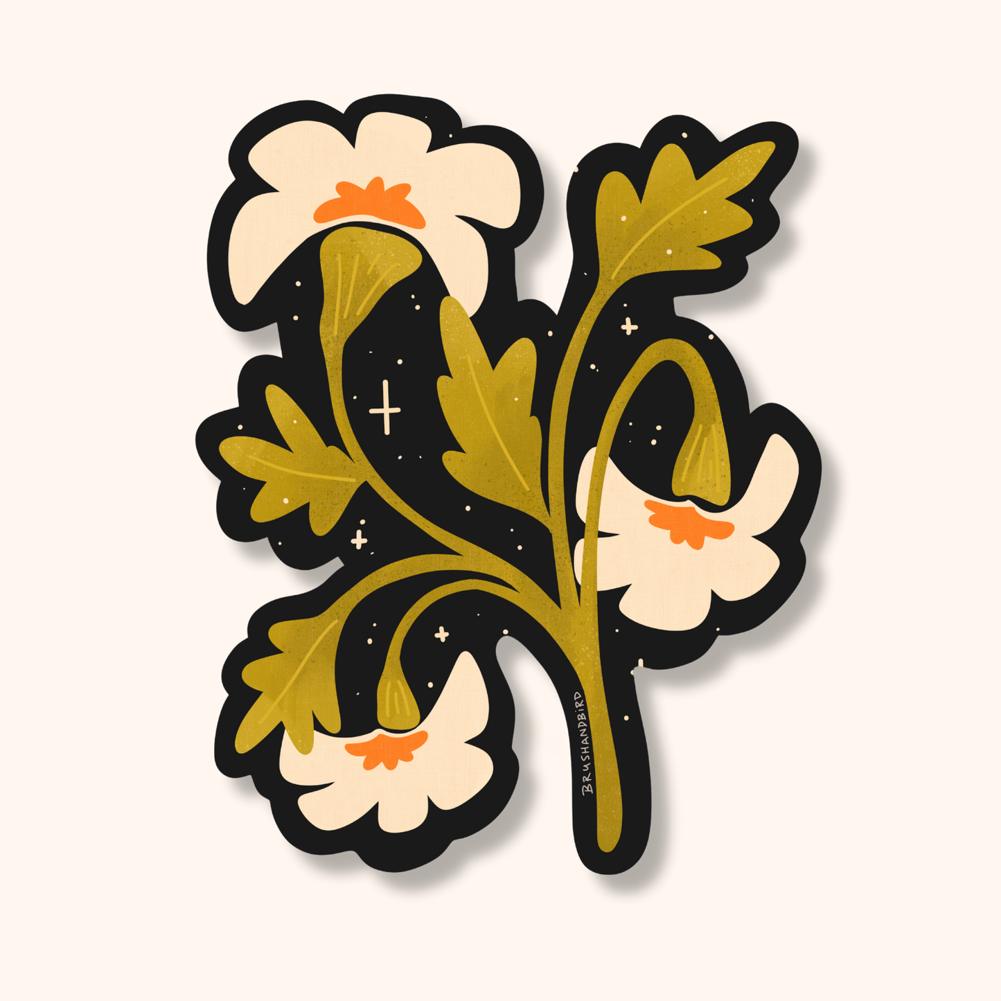 White Wildflower Sticker | Fall Floral Waterproof Vinyl Die Cut Sticker