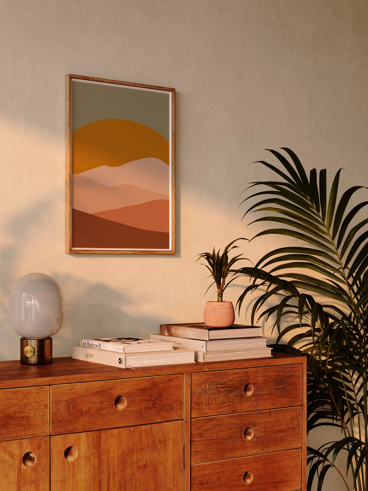 Minimalist Sunset Art Print | Boho Mountain Earth Tone Print