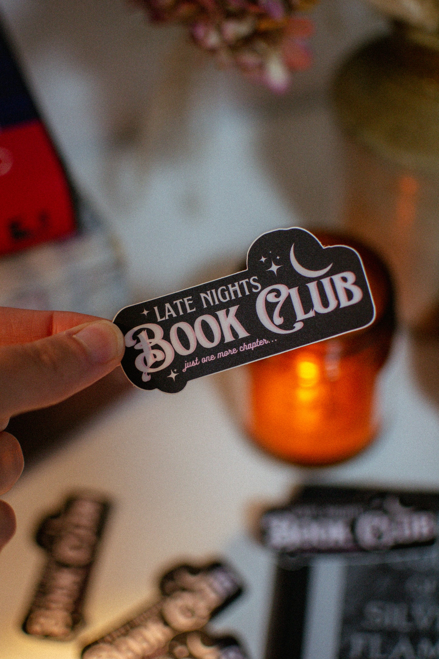 Late Nights Book Club Sticker | Just One More Chapter Vinyl Sticker