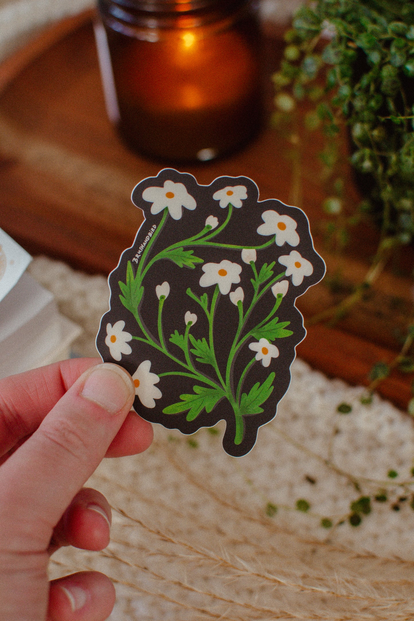 White Wildflower Sticker | Dainty White Flowers, Waterproof Vinyl Sticker