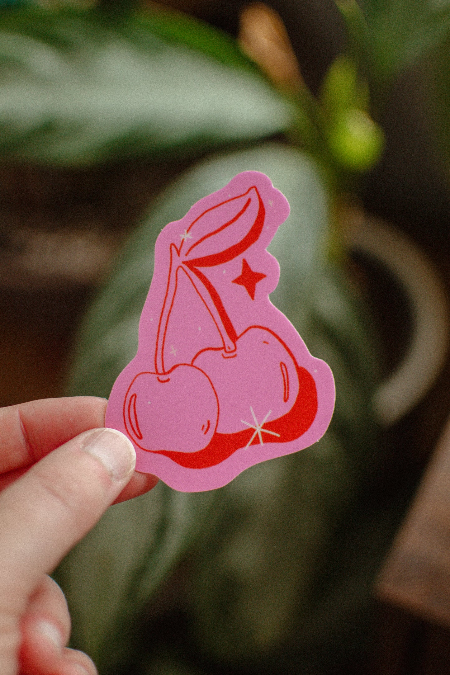 Pink Cherries Sticker | Cherry Waterproof Vinyl Sticker