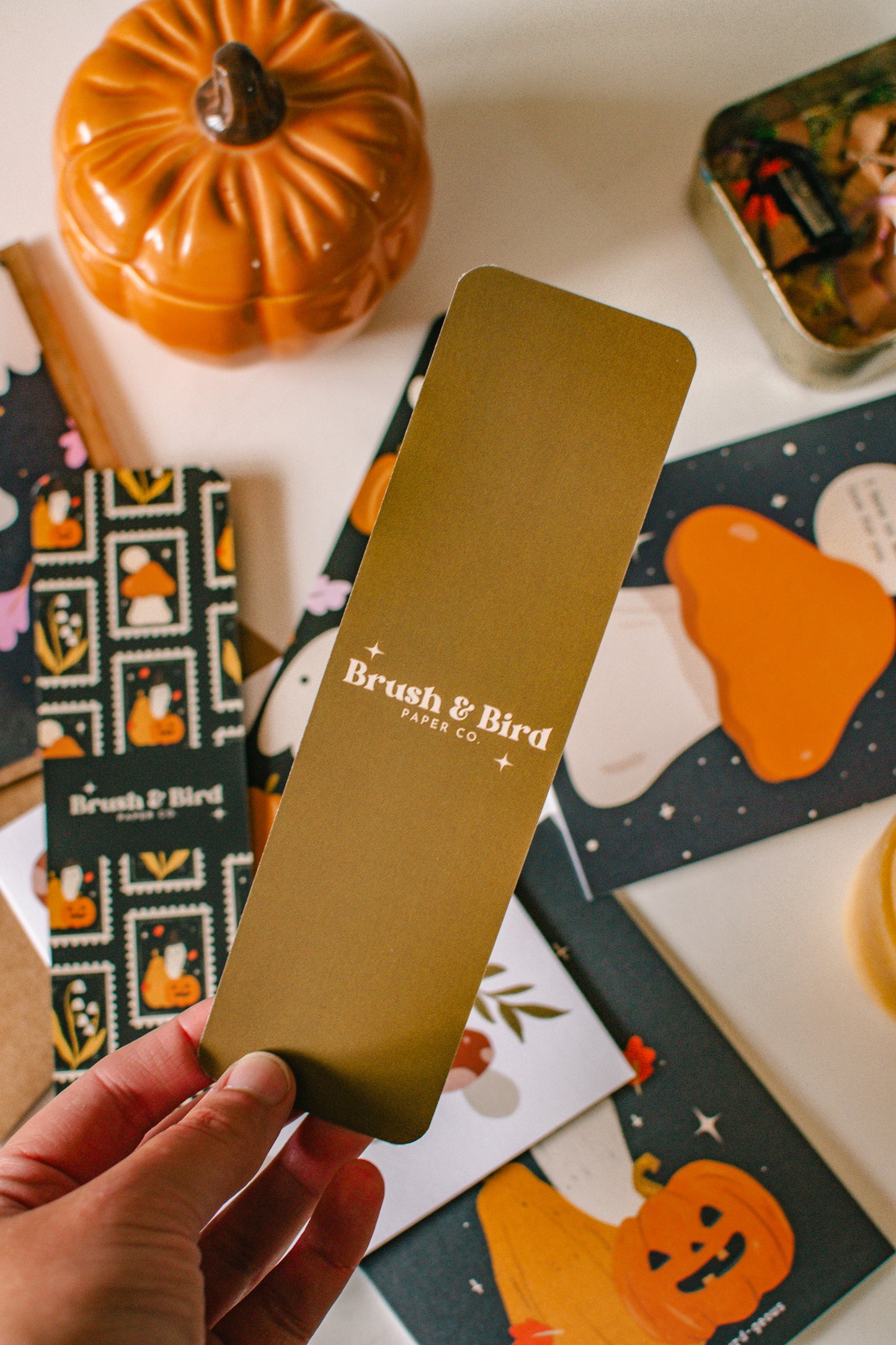 Fall Mushroom Pattern Bookmark | Autumn Leaves and Mushies