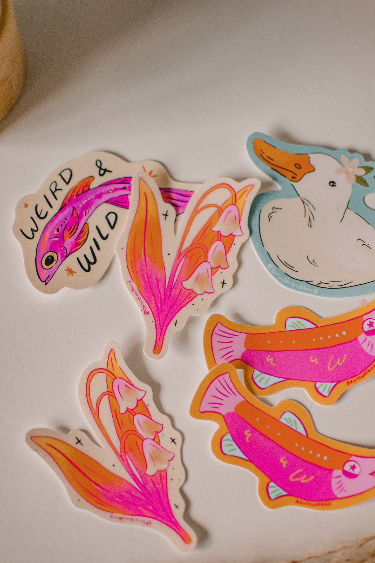 Pink and Orange Fish Sticker | Colorful Illustrated Fish Vinyl Decal