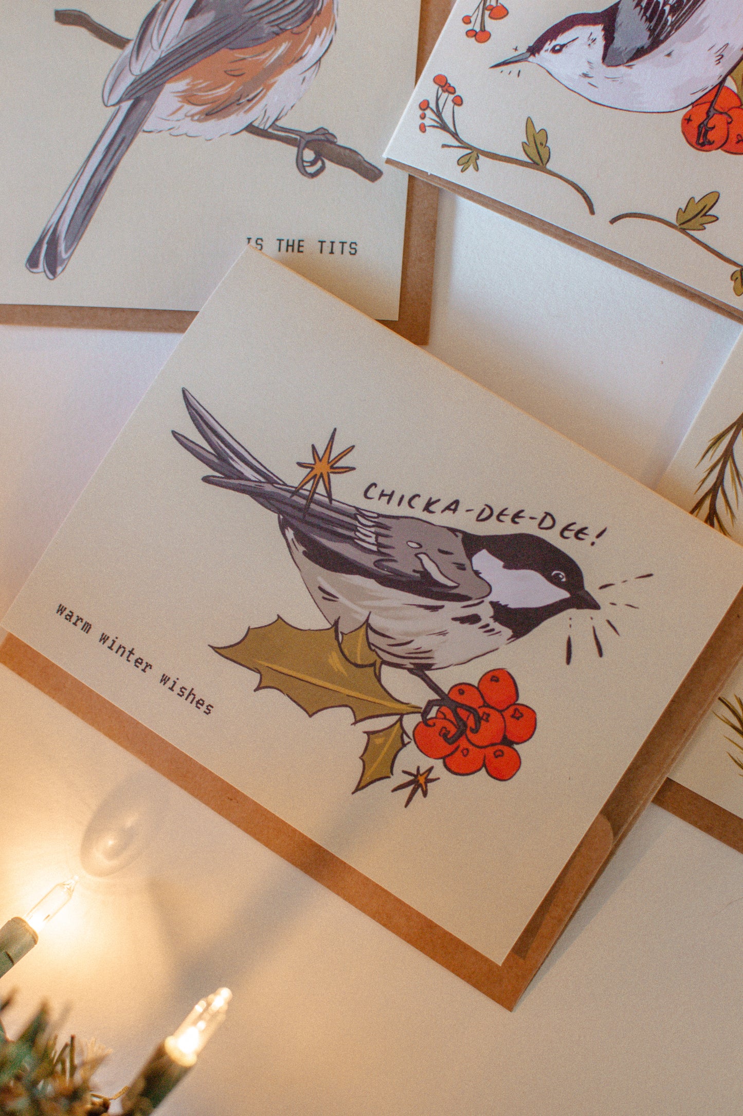 Warm Winter Wishes | Chickadee Holiday Greeting Card