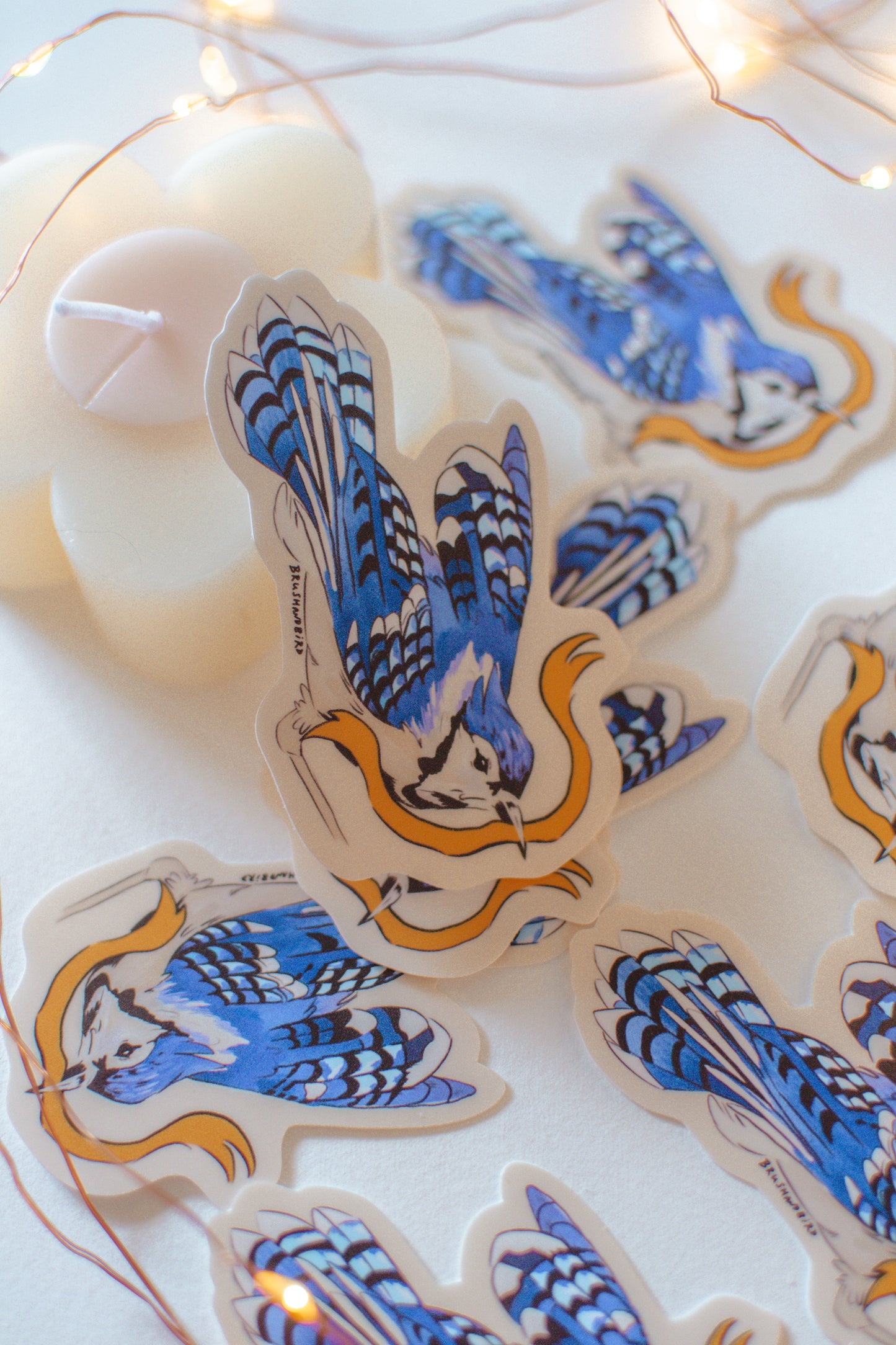 Blue Jay Sticker | Flying Bird with Ribbon Vinyl Sticker | Bird Lover Gift
