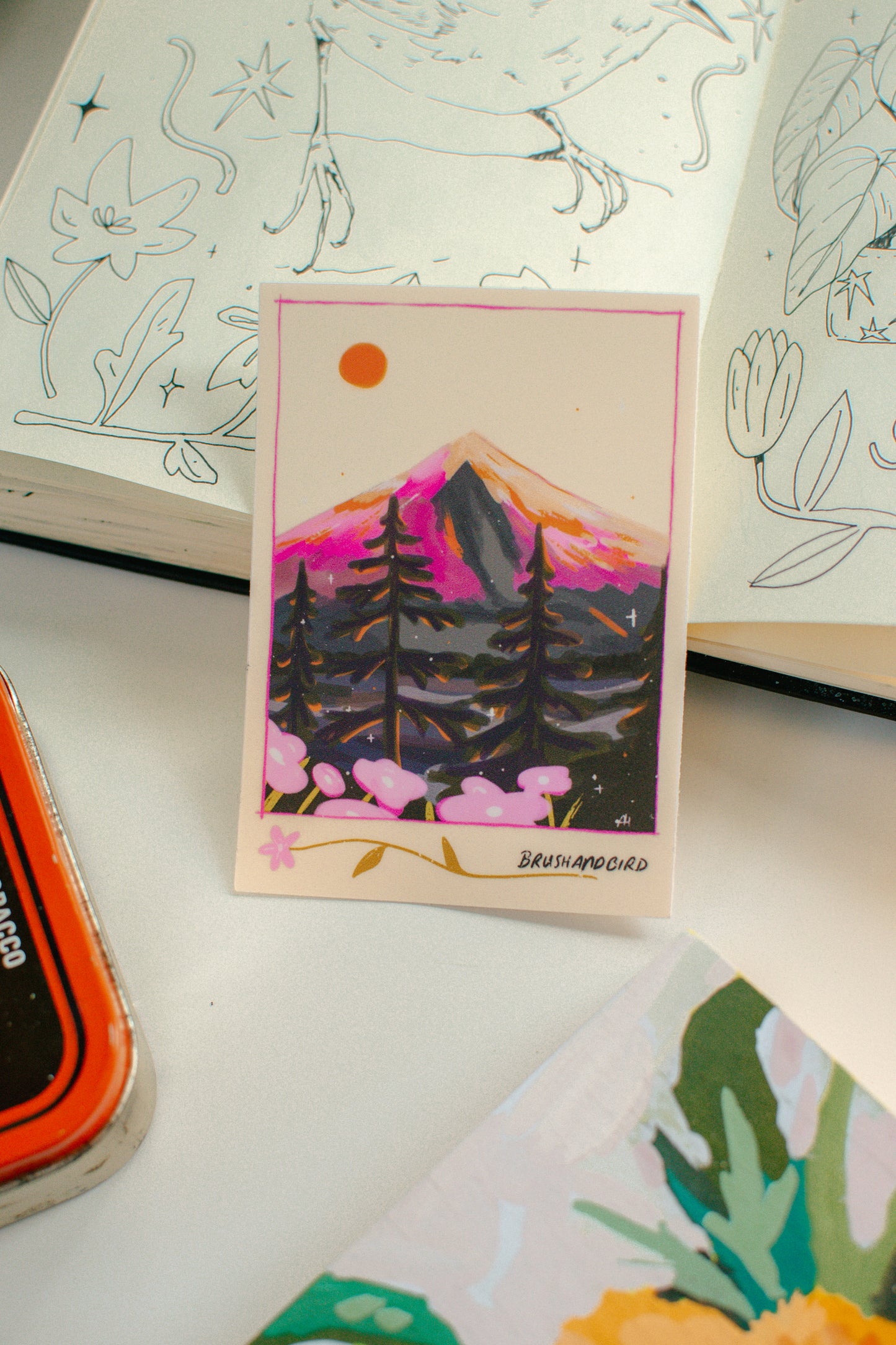 Sun Mountain Vinyl Sticker | Illustrated Outdoorsy Sticker