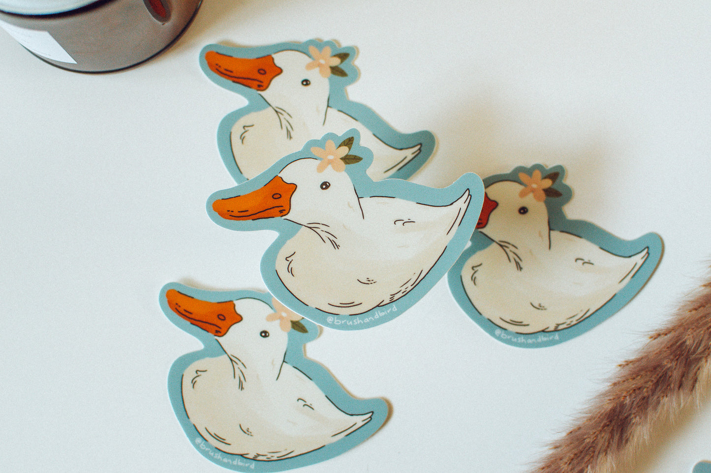 Flower Duck Sticker | Cute Farm Animal Vinyl Sticker
