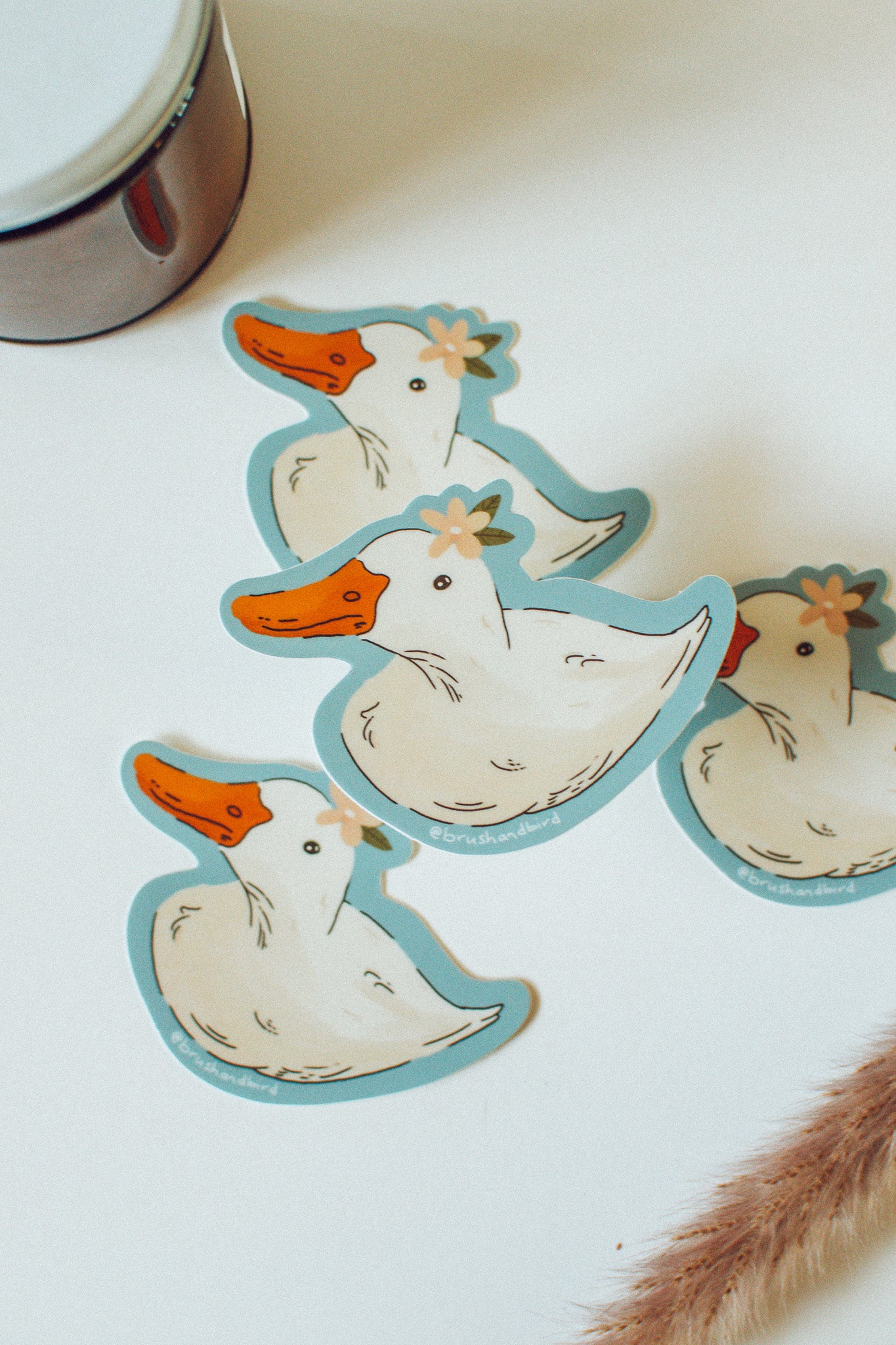 Flower Duck Sticker | Cute Farm Animal Vinyl Sticker