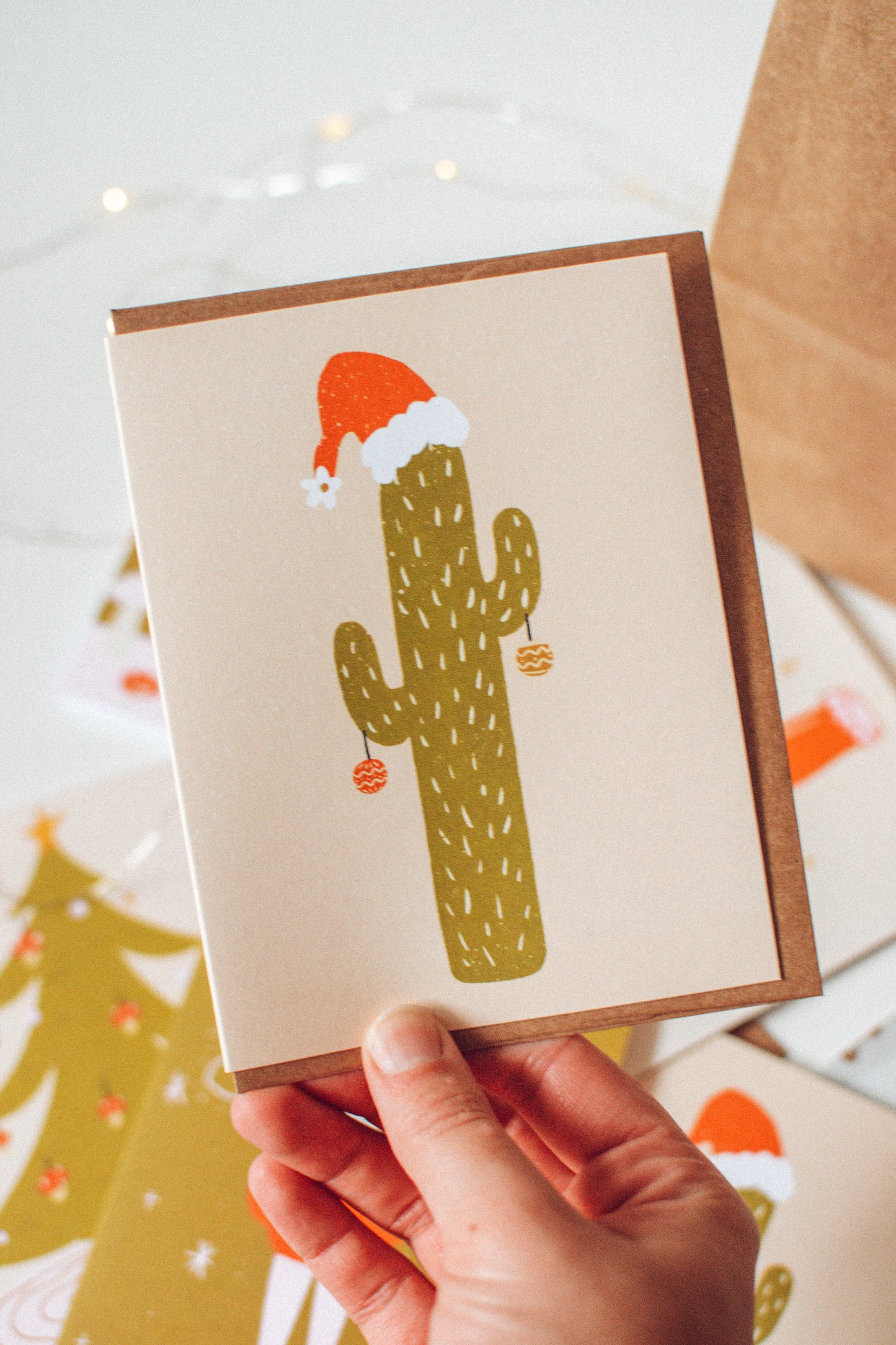 Christmas Cactus Card | Blank Holiday Greeting Card