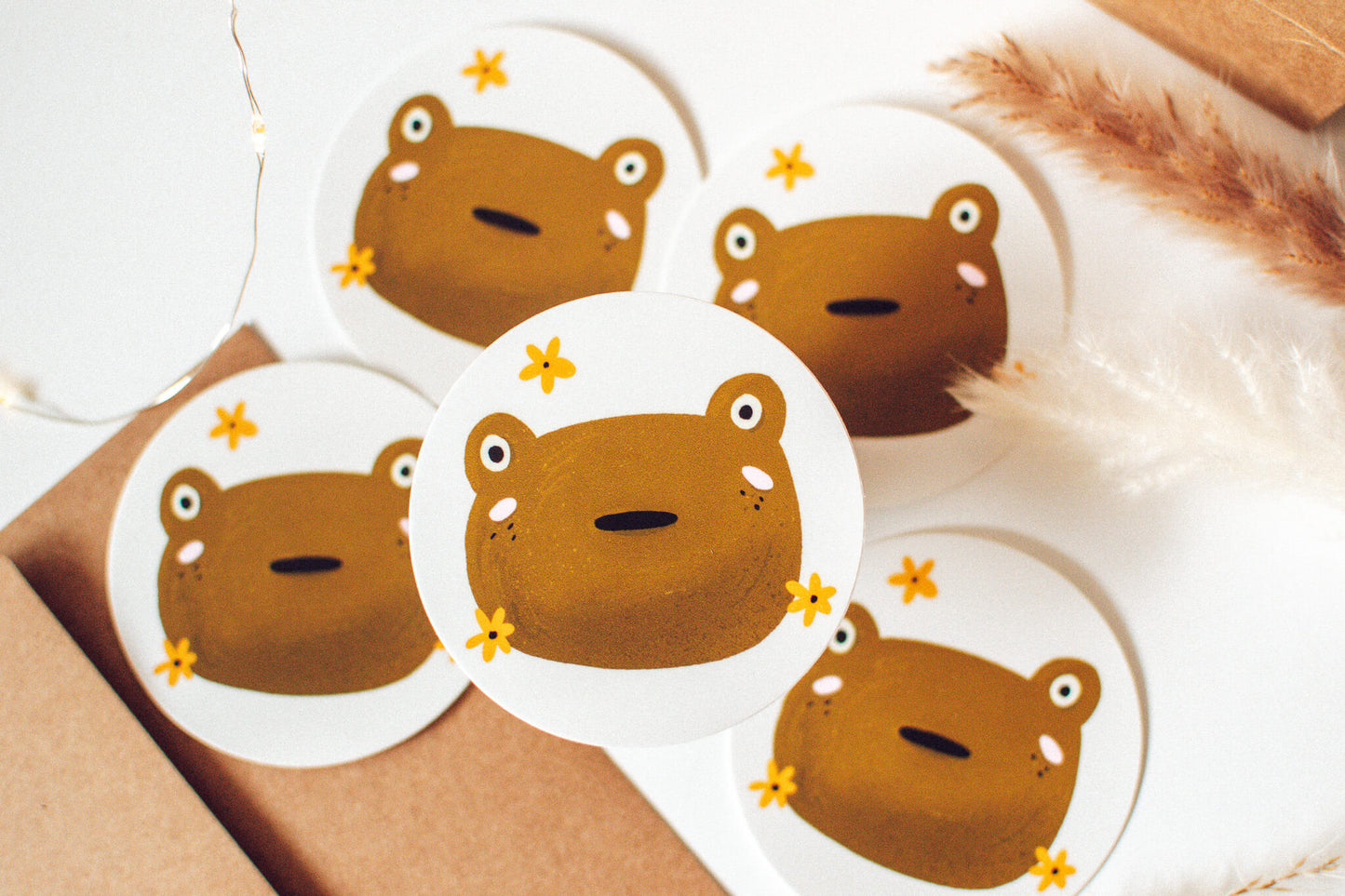 Surprised Frog Vinyl Sticker | 3” Circle Floral Frog Sticker
