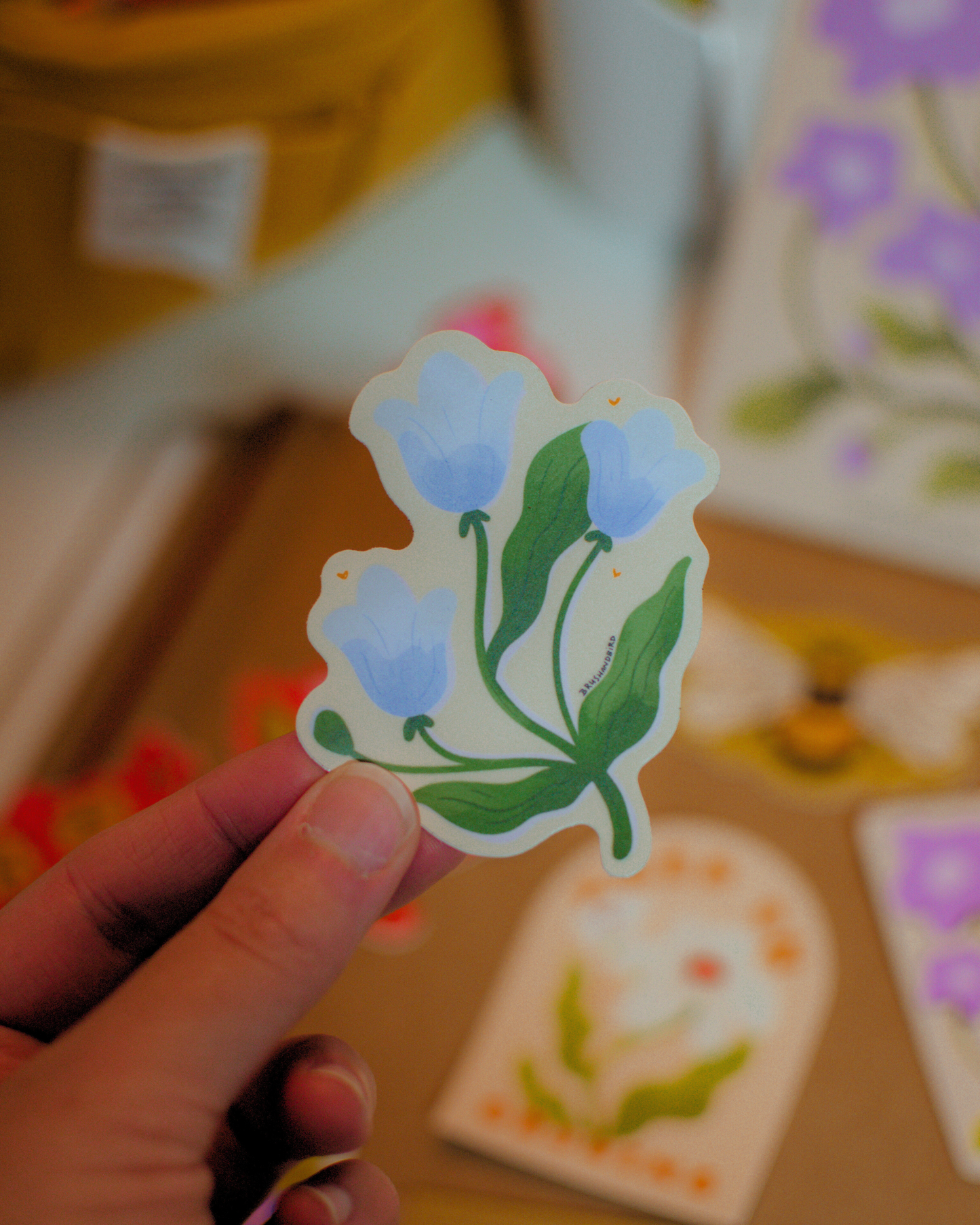 Blue Tulips Vinyl Sticker | Modern Spring Floral Illustration