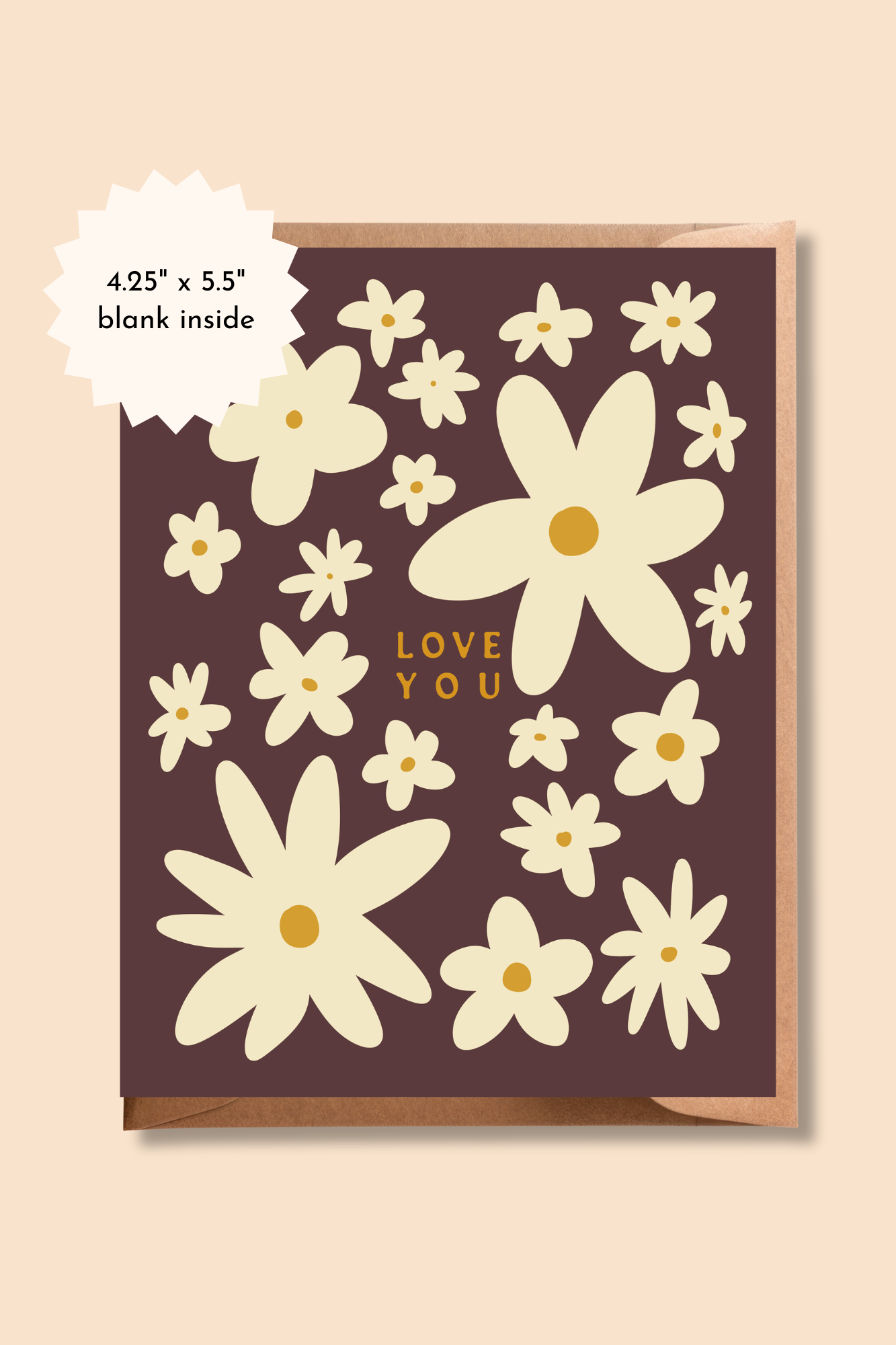 Love You | Simple Flower Pattern Valentine's Day Card