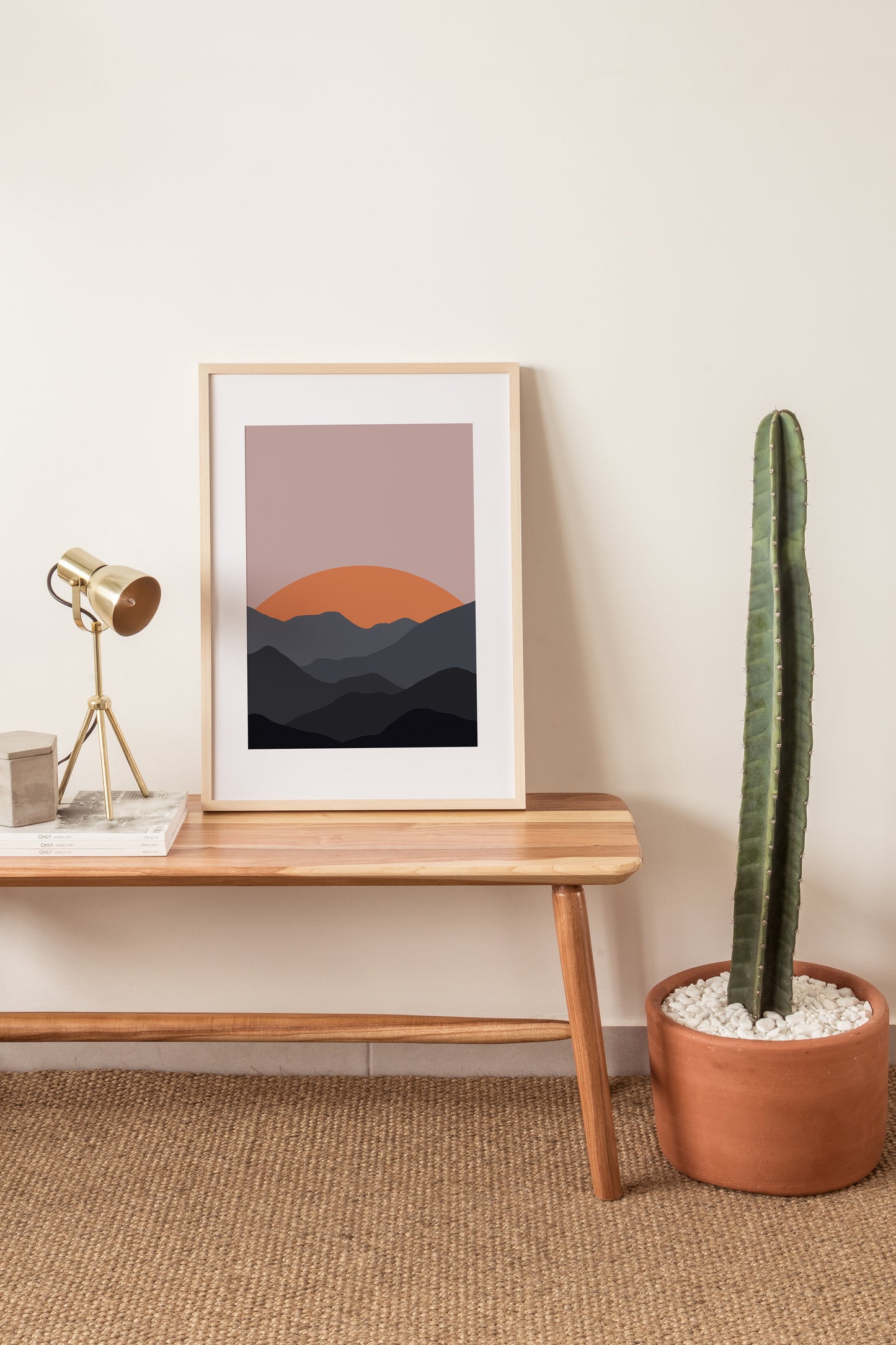 Boho Minimalist Mountain Sunset Art Print