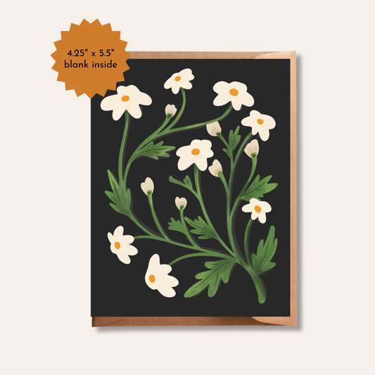 Blank Wildflower Greeting Card | White Floral Card