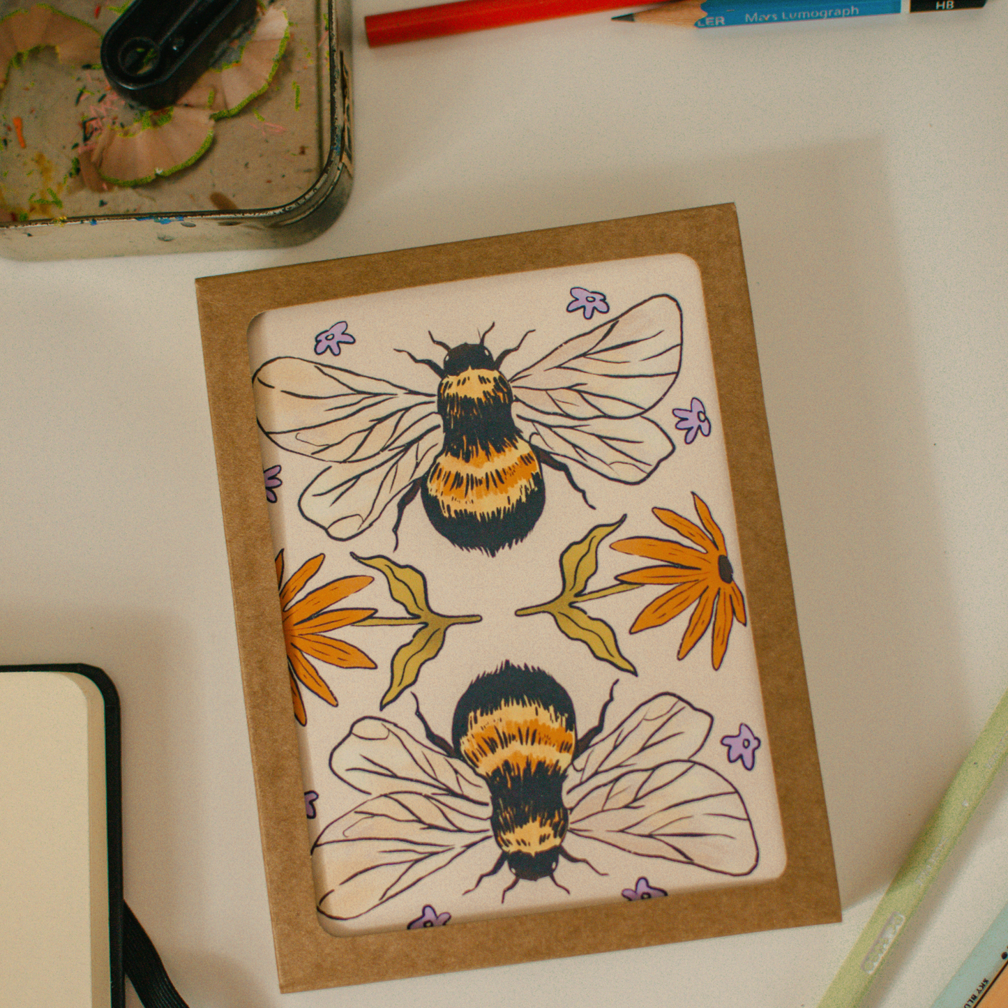 Bumblebee Card Set of 6 | Bee Illustration Greeting Card Pack