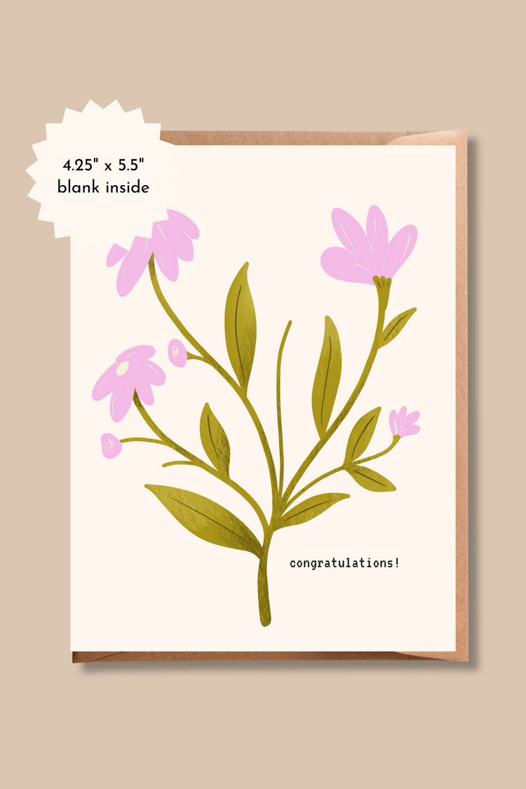 Floral Congratulations Card | Retro Summer Collection, Congrats Greeting Card