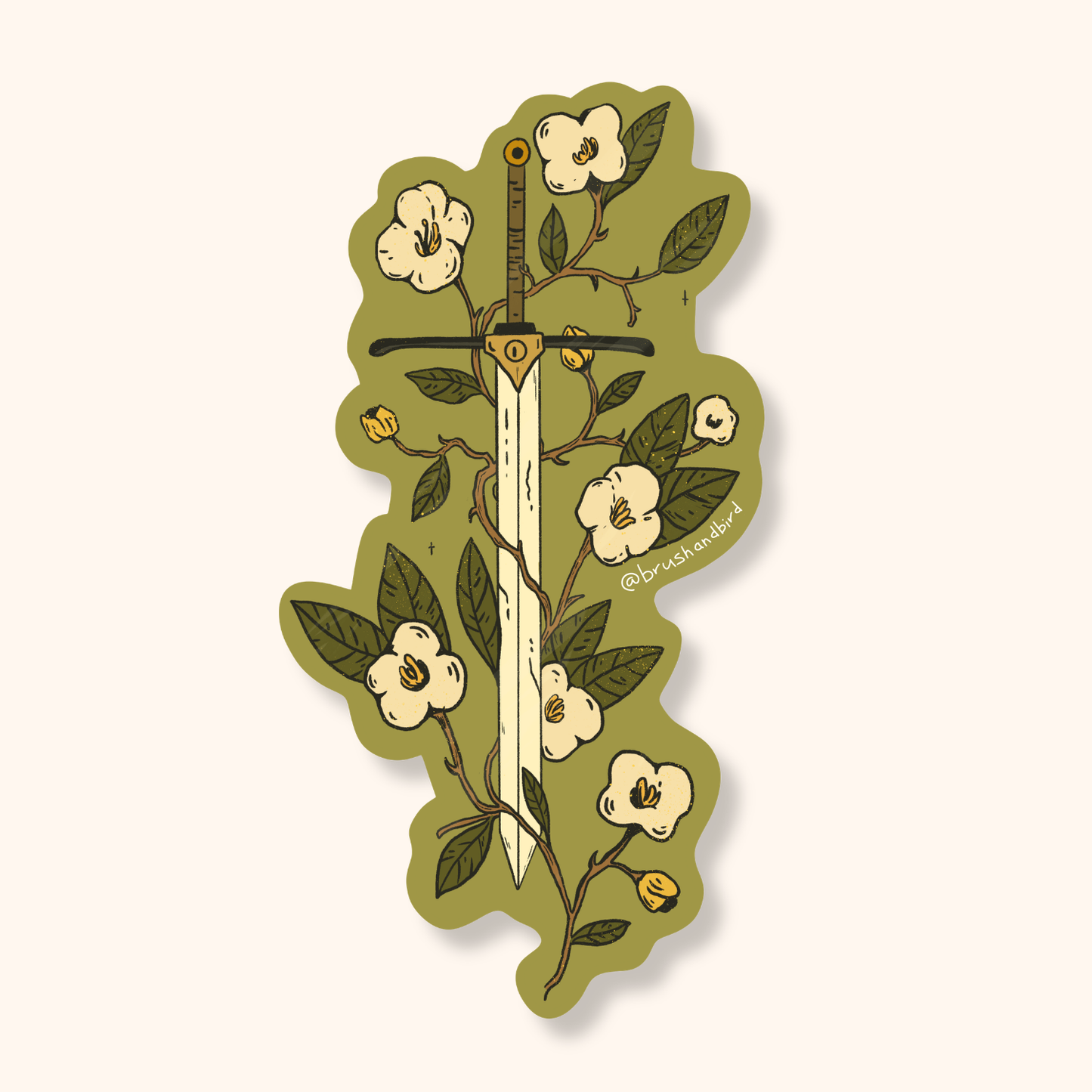 Forest Sword Sticker | Spring Floral Sword Waterproof Vinyl Sticker