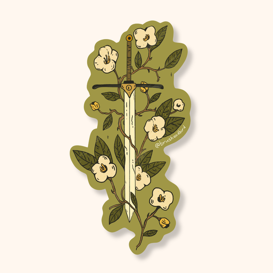 Forest Sword Sticker | Spring Floral Sword Waterproof Vinyl Sticker