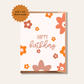 Boho Happy Birthday Greeting Card | Retro Boho Daisy Pattern Card