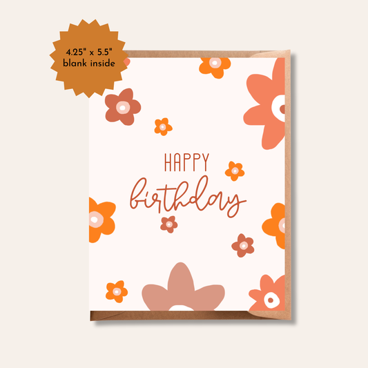 Boho Happy Birthday Greeting Card | Retro Boho Daisy Pattern Card