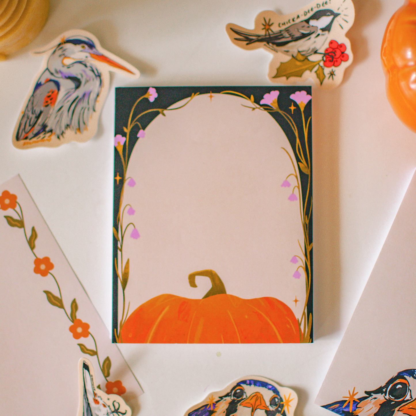 Pumpkin Notepad | 50 Pages | Autumn Floral Halloween Stationery