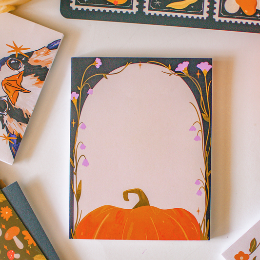 Pumpkin Notepad | 50 Pages | Autumn Floral Halloween Stationery