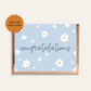 Congratulations Greeting Card Blank | Sky Blue White Daisy Congrats Blank Greeting Card | Blue and White Card Spring Floral Card Set