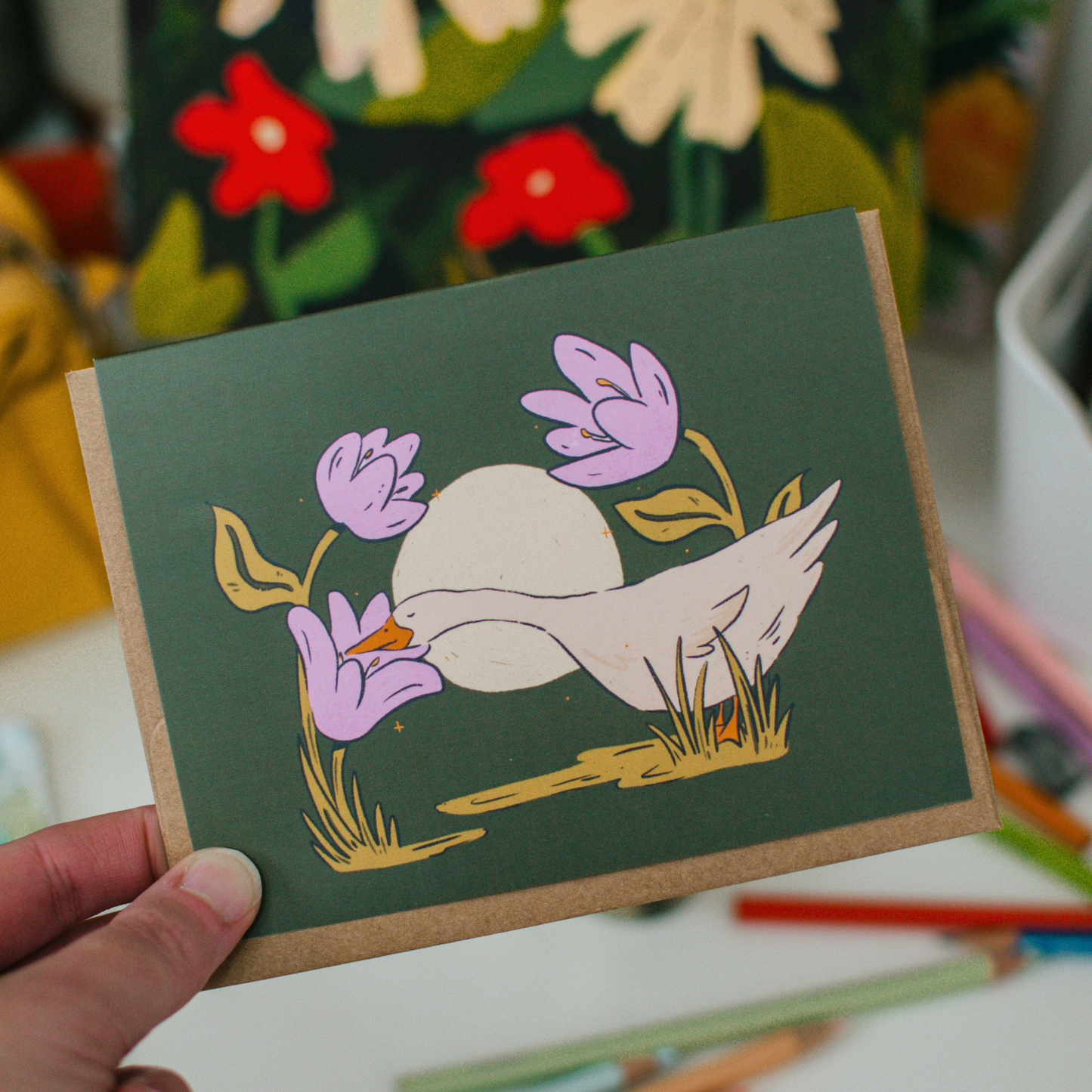Garden Goose Card | Blank Animal Greeting Card