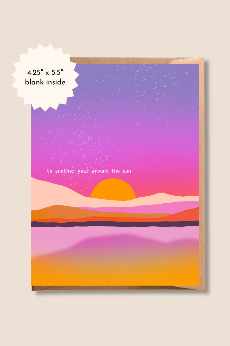 To Another Year Around the Sun | Retro Summer, Birthday Greeting Card