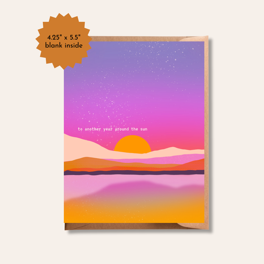 To Another Year Around the Sun | Retro Summer, Birthday Greeting Card