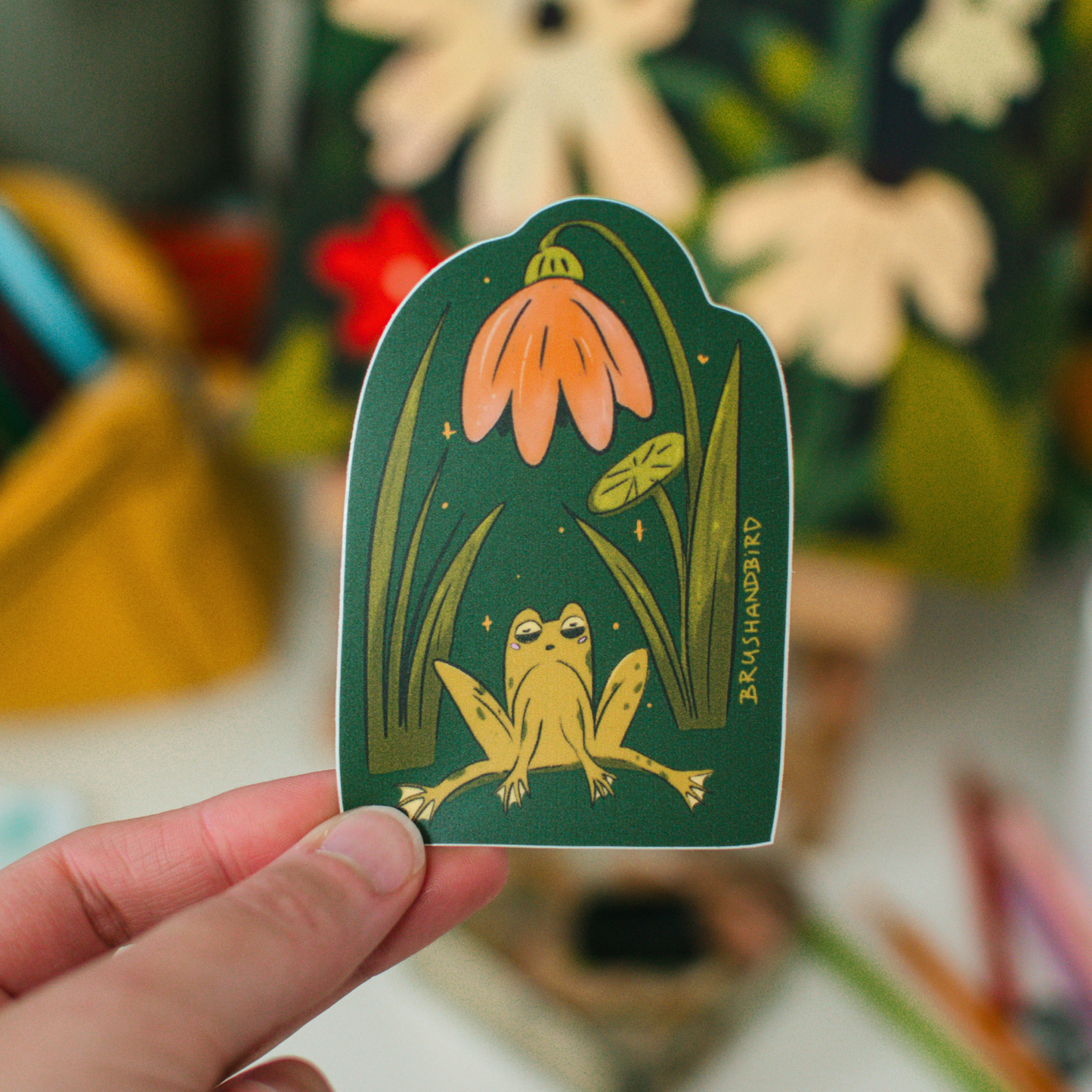 Meditating Frog Sticker | Nature is my Happy Place | Vinyl Die Cut Sticker