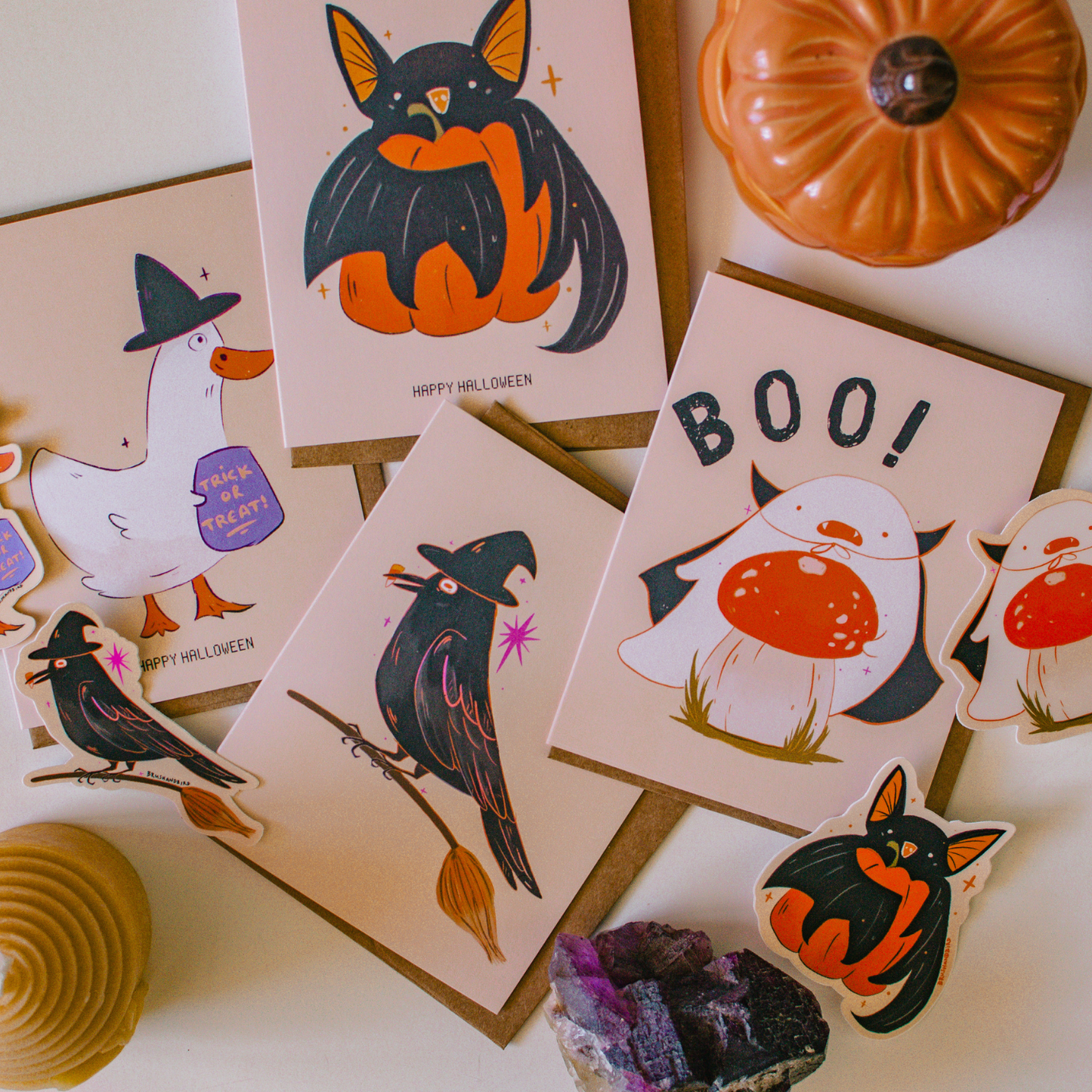 Crow Witch Greeting Card | Blank Halloween Card