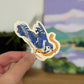 Blue Jay Sticker | Flying Bird with Ribbon Vinyl Sticker | Bird Lover Gift