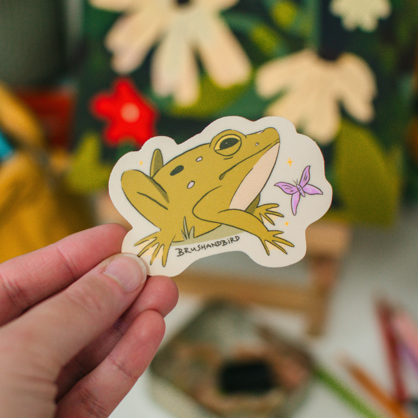 Spring Frog Sticker | Garden Toad | Vinyl Die Cut Sticker