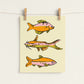 3 Fish Colourful Art Print | 8"x10" Wildlife Illustration