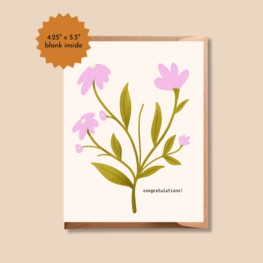 Floral Congratulations Card | Retro Summer Collection, Congrats Greeting Card