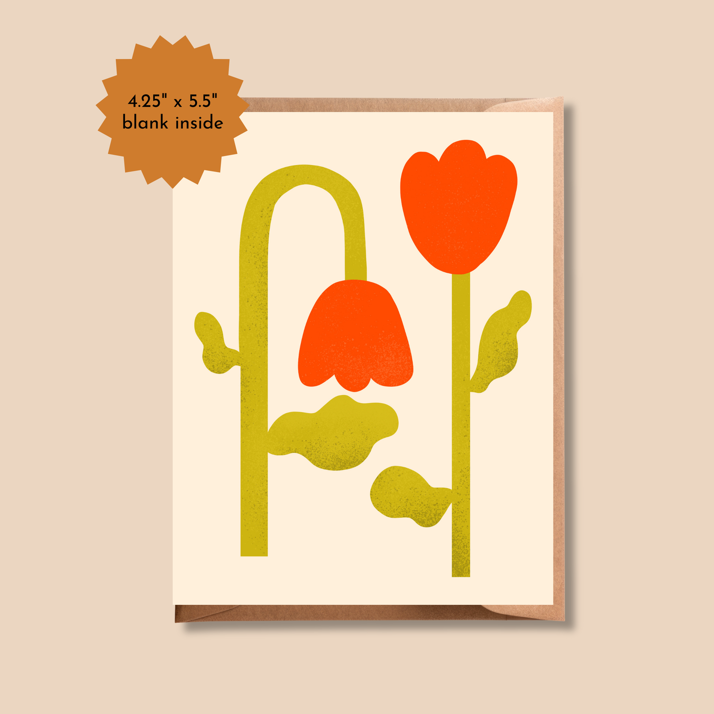 Blank Retro Tulips Greeting Card | Retro Summer Collection