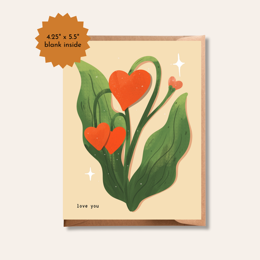 Love You Greeting Card | Heart Flowers Valentine’s Day Card