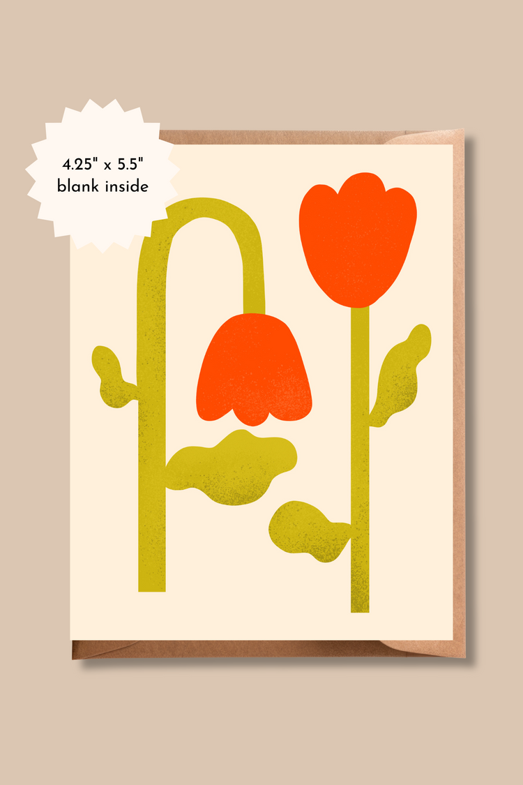 Blank Retro Tulips Greeting Card | Retro Summer Collection