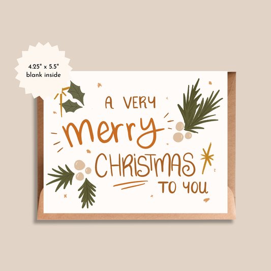 A Very Merry Christmas to You | Boho Holiday Greeting Card