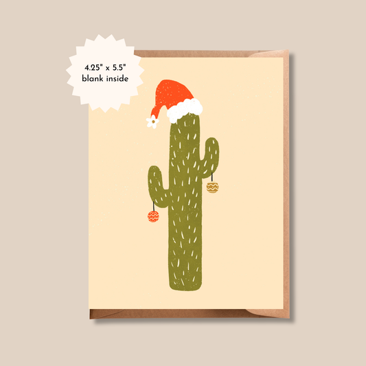 Christmas Cactus Card | Blank Holiday Greeting Card