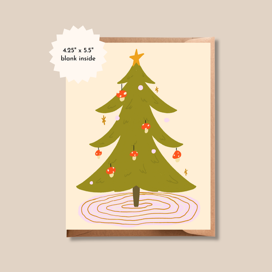 Mushroom Christmas Tree | Mushroom Blank Holiday Card