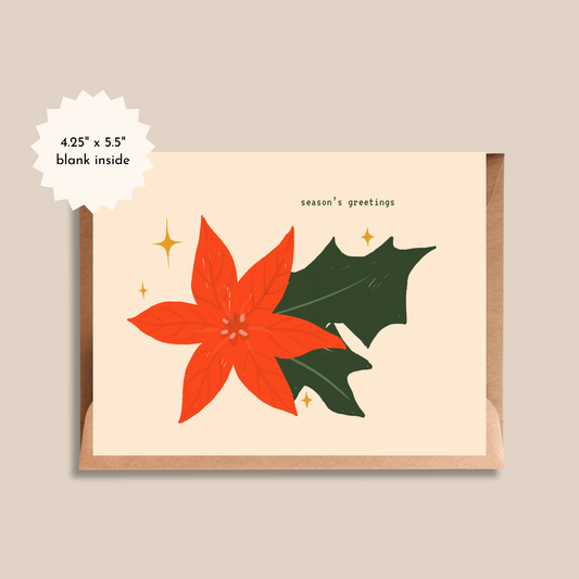 Poinsettia Greeting Card | Season's Greetings Christmas Card